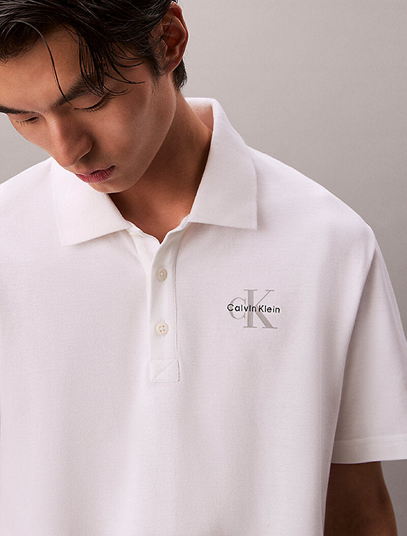 Erkek mono logo polo t-shirt