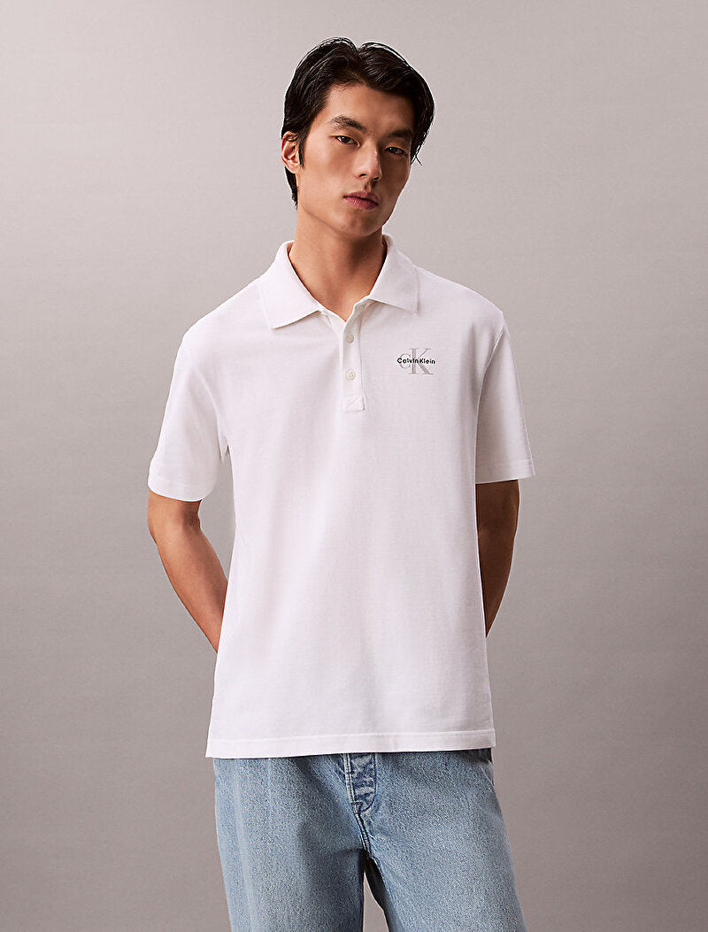 Erkek mono logo polo t-shirt
