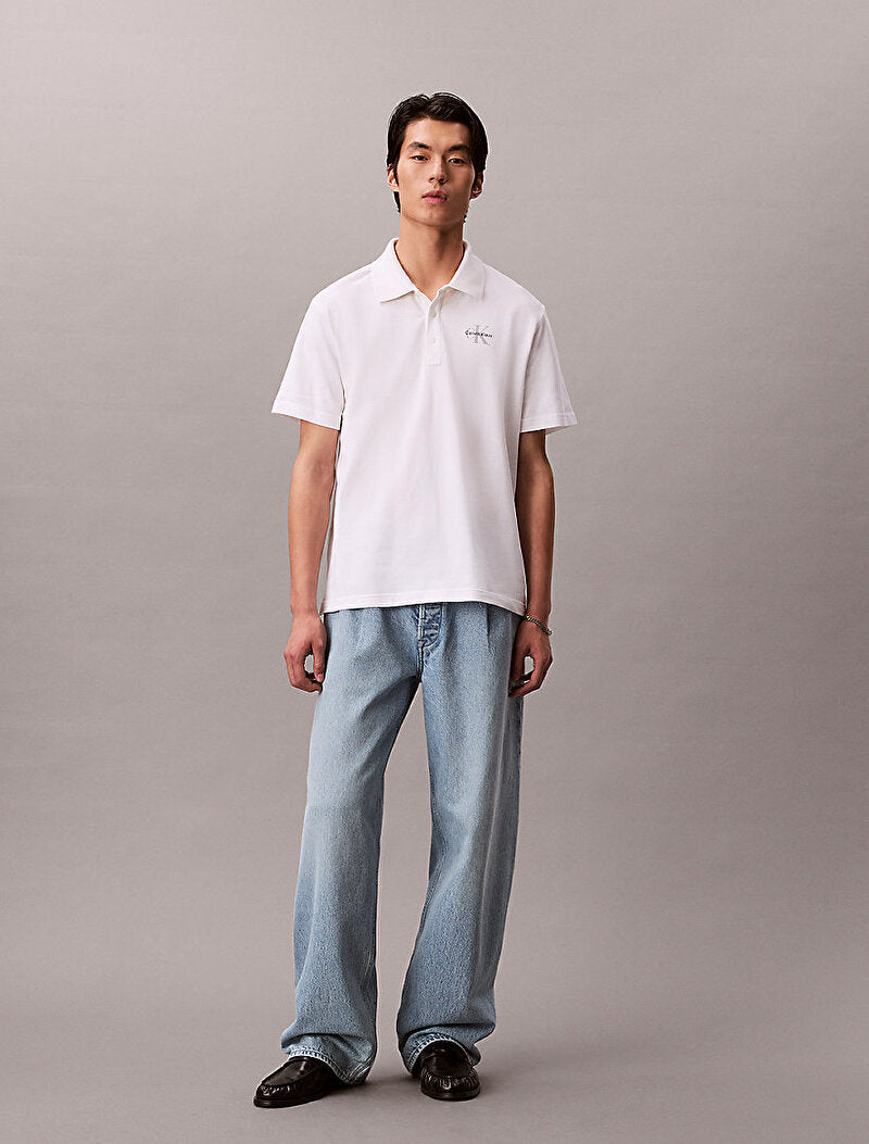 Erkek mono logo polo t-shirt