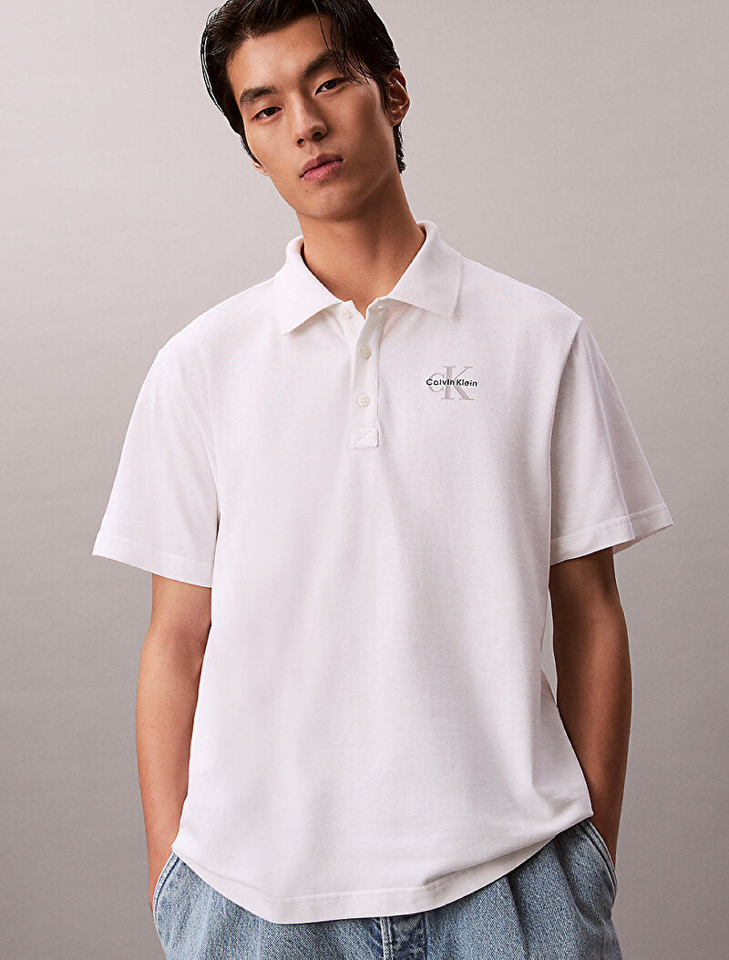 Erkek mono logo polo t-shirt